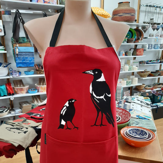 Hand made Apron Red Magpie