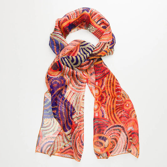 Aboriginal Art Sheer Scarf - Nora Davidson