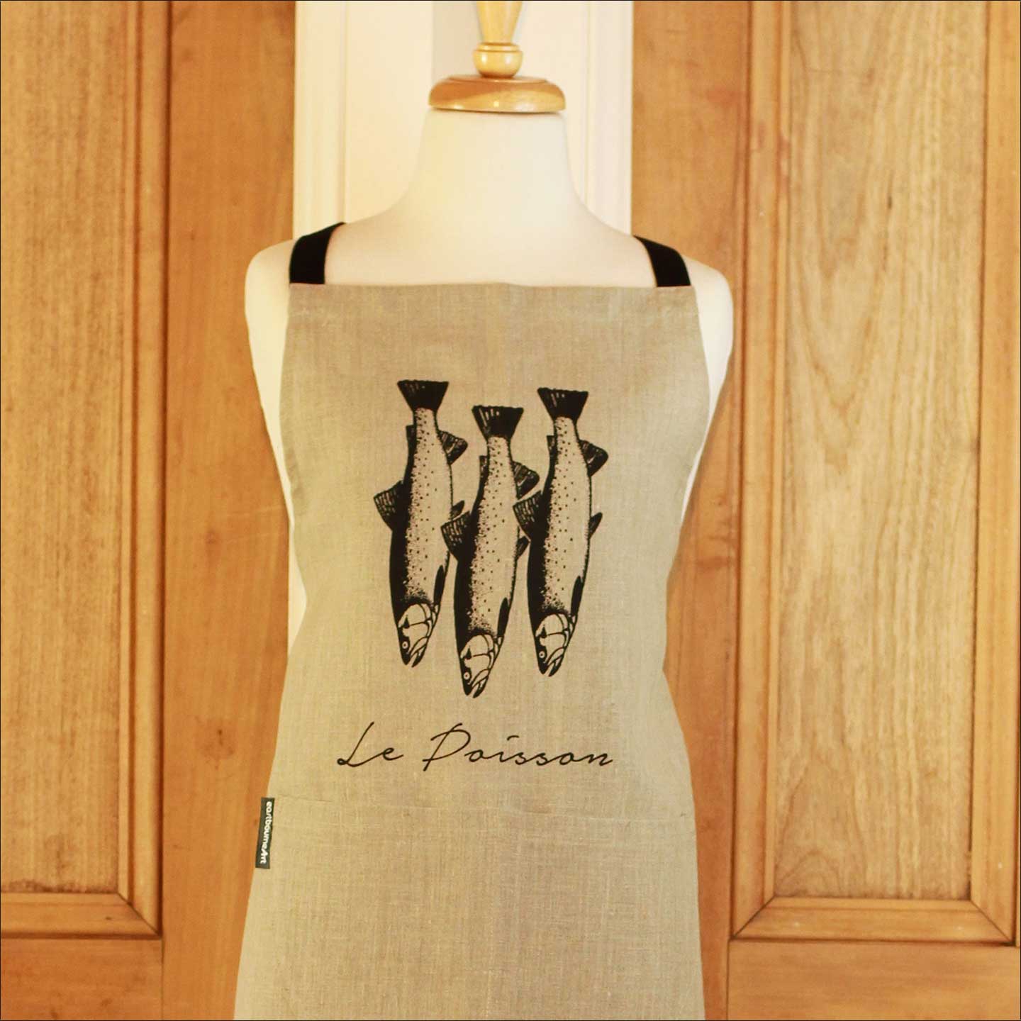 Apron fish beige linen