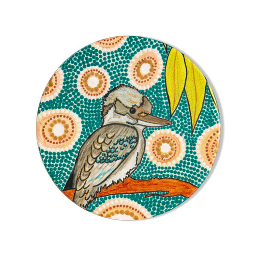 Aboriginal Kookaburra Ceramic Coaster
