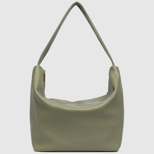 Louenhide Morgan Sage Shoulder Bag with slouchy oversized silhouette and studded detailing front view