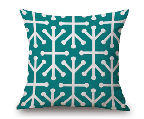 Nordic Yellow Green Geometric Print Cushion Cover - Modern Linen Pillow.