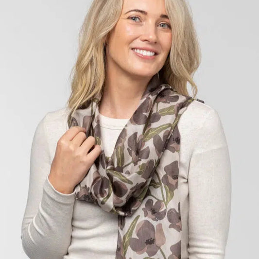 Pure Silk Scarf - Purple Poppies