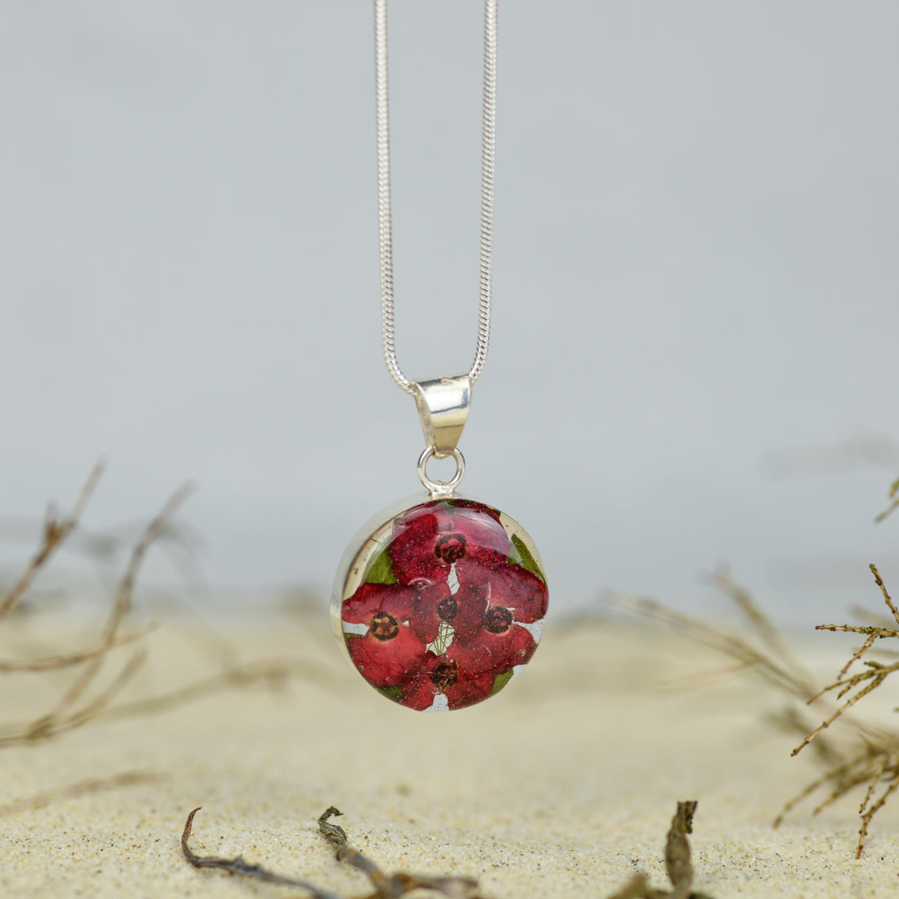 Mexican red flower necklace