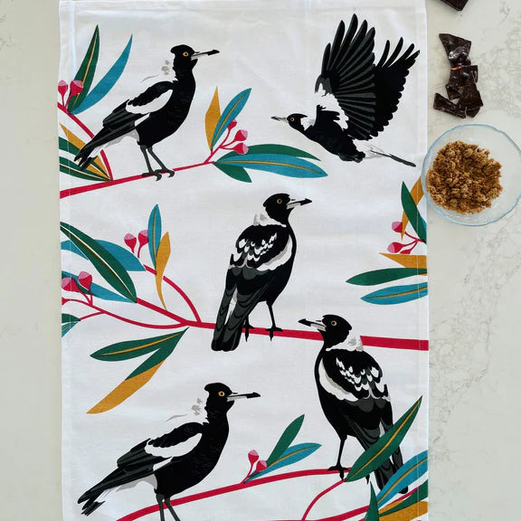 Tea Towel 100% Cotton - Magpie