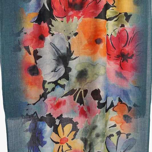 Painted Floral Scarf