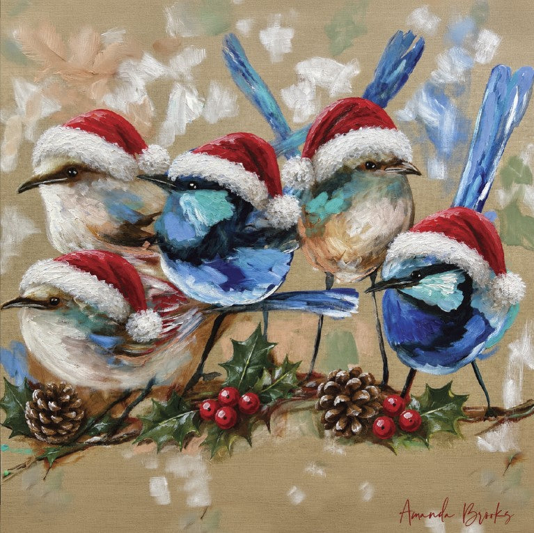 Placemats and Coasters - Amanda Brooks Blue Wrens - Christmas