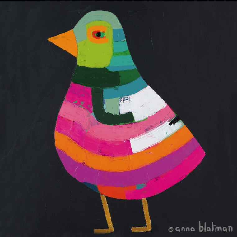 Colorful bird illustration with a black background