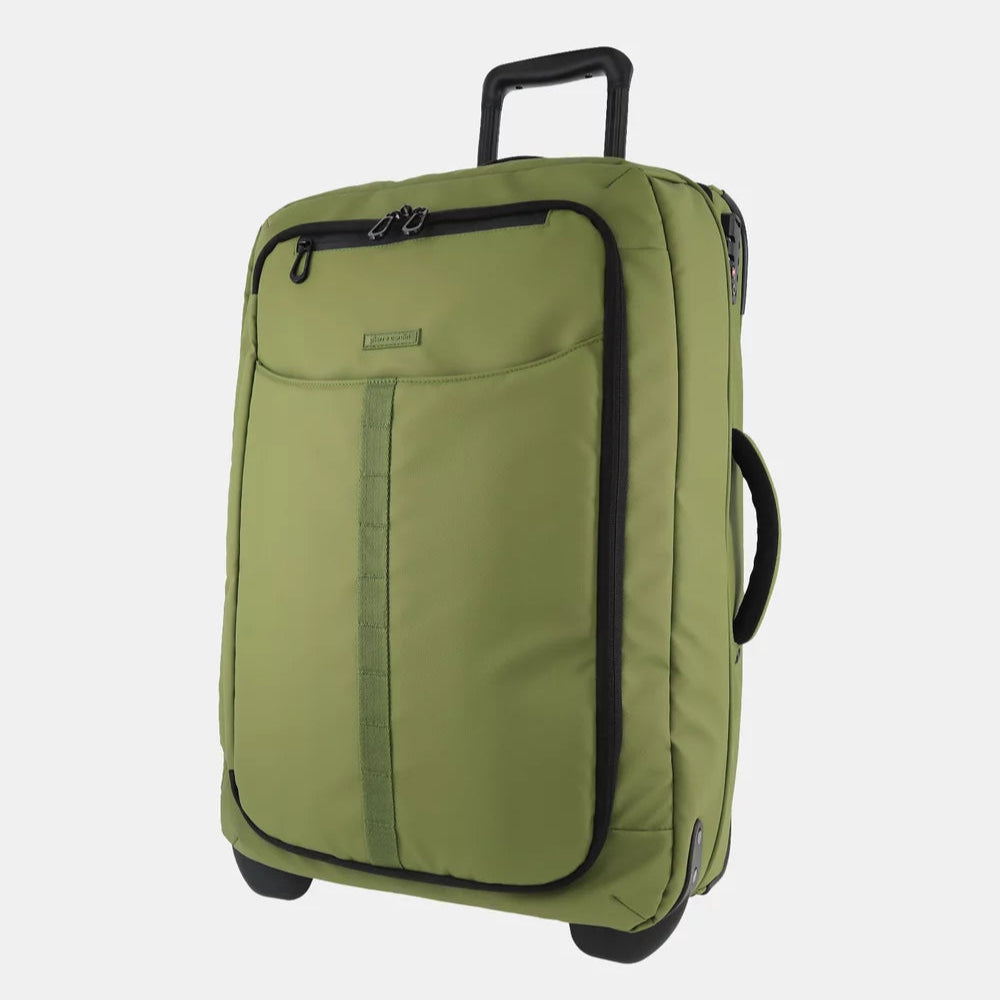 Pierre Cardin 62cm Olive Trolley Case – Water-Repellent Expandable Suitcase front view.