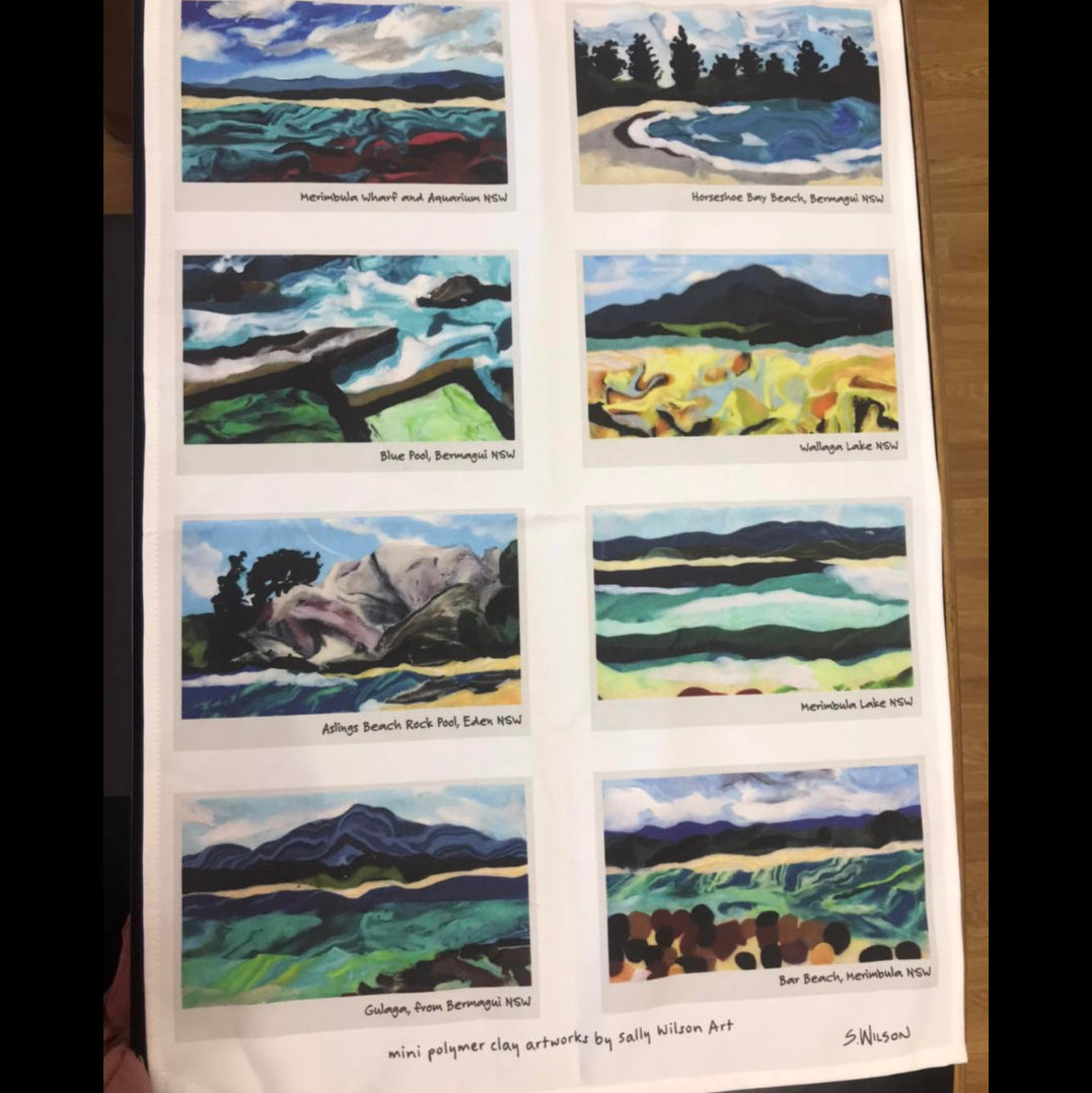 Sally Wilson Coastal tea towel