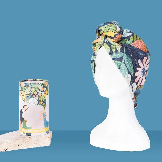 Colorful quick dry hair wrap with the box.