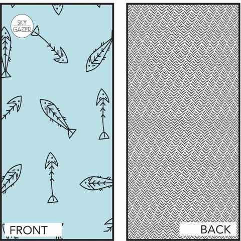 Showing front and back patterns of the beach towel.