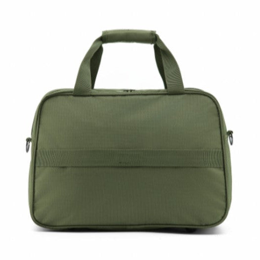 Green travel bag on a white background