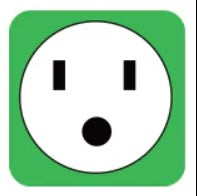 Icon of a power outlet with a green border