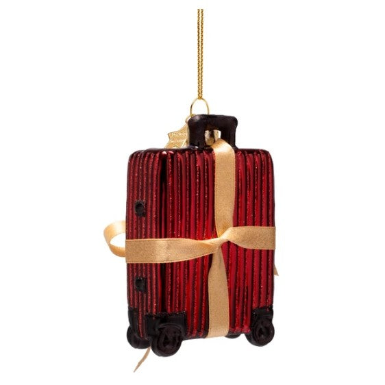Vondels Christmas Tree Ornament – Burgundy Ribbed Suitcase