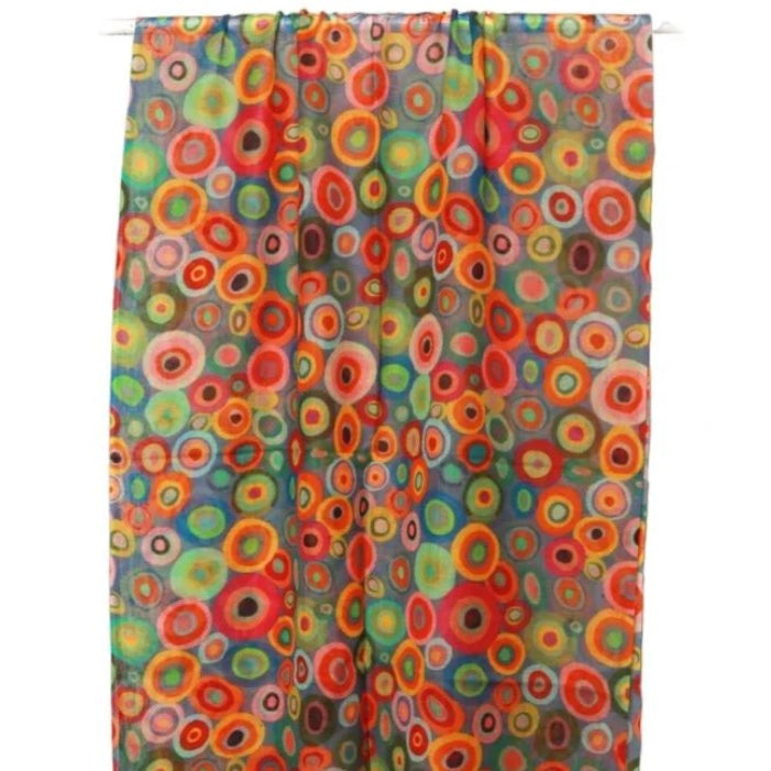 Colorful scarf with circular pattern on a white background
