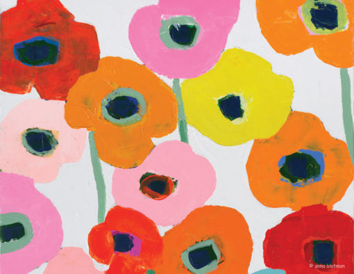 Haniwick placemat and coaster set by Anna Blatman, featuring vibrant artwork, gloss finish, and cork backing, presented in a boxed set of four.