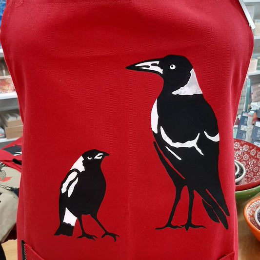 Hand made Apron Red Magpie