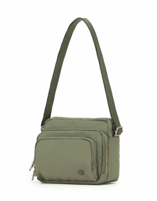 Tosca Anti-Theft Shoulder Bag with Tripple Front Pockets -Khaki