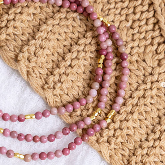 Bramble Bay - Natural Stone Wrap Bracelets - Rhodonite