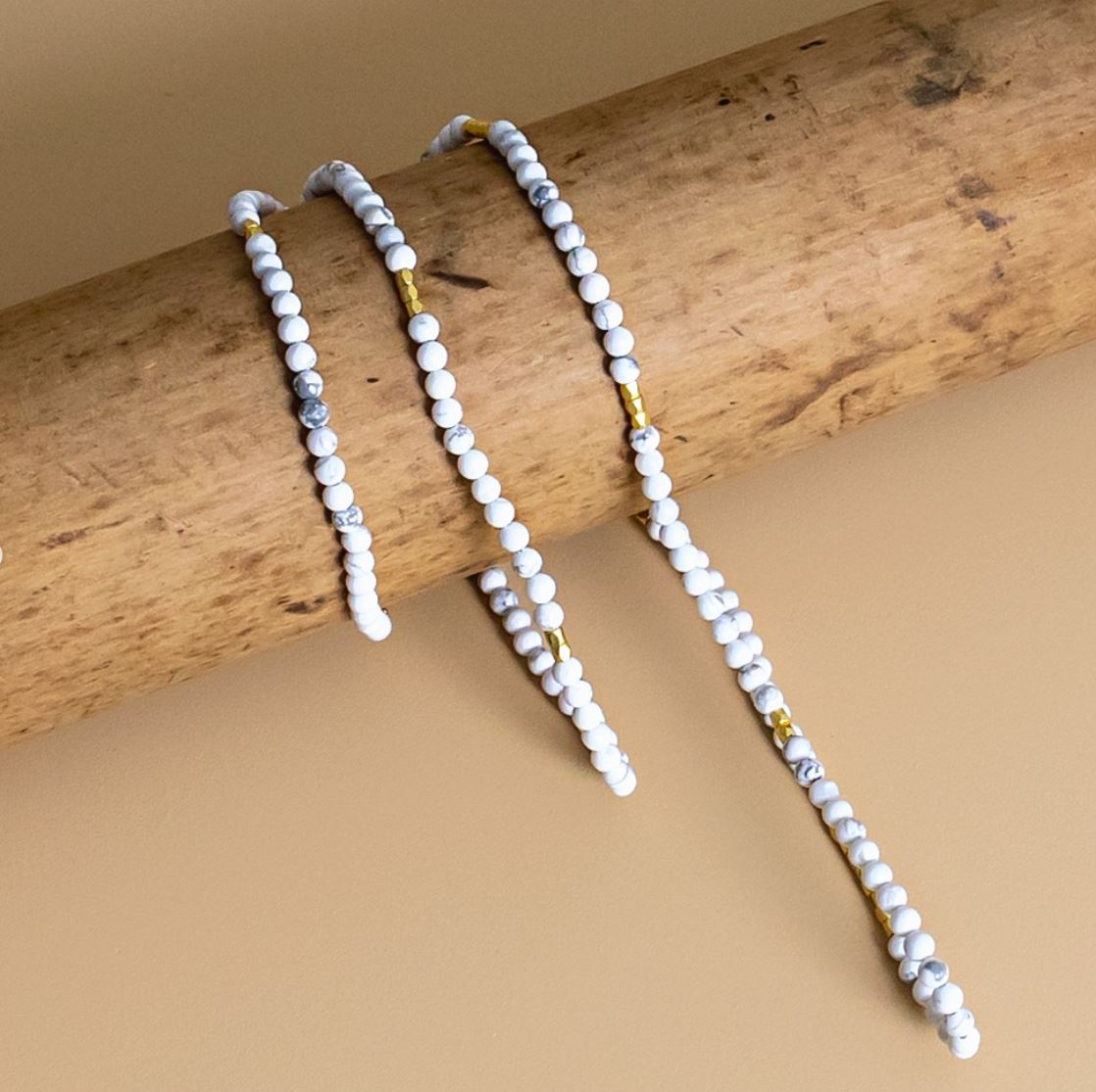 Bramble Bay - Natural Stone Wrap Bracelets - White Howlite