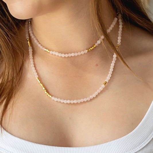 Bramble Bay - Natural Stone Wrap Bracelets - Rose Quartz