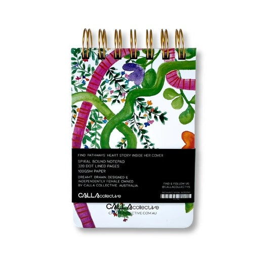 Gold Spiral Notebook A6 – Pathways by Kim Miatke