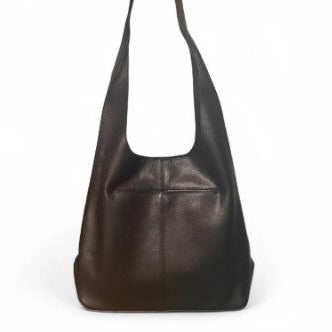 Brown leather bag on a white background