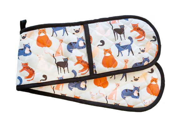 Double Oven Gloves Colourful Cats