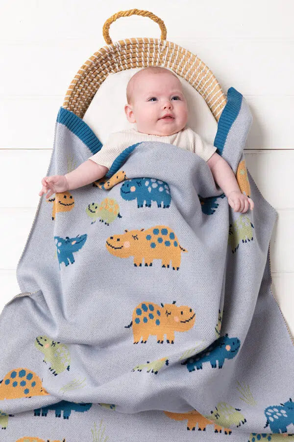 Indus Designs Henry Hippo cotton Baby blanket