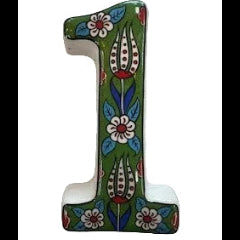 Decorative number '1' with floral patterns on a white background