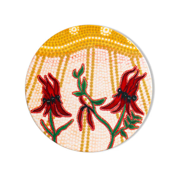 Aboriginal Desert Pea Ceramic Coaster