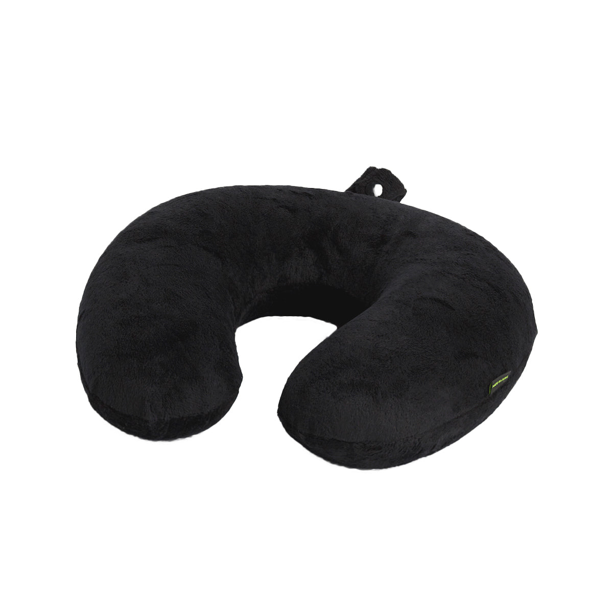 Black travel neck pillow on a white background