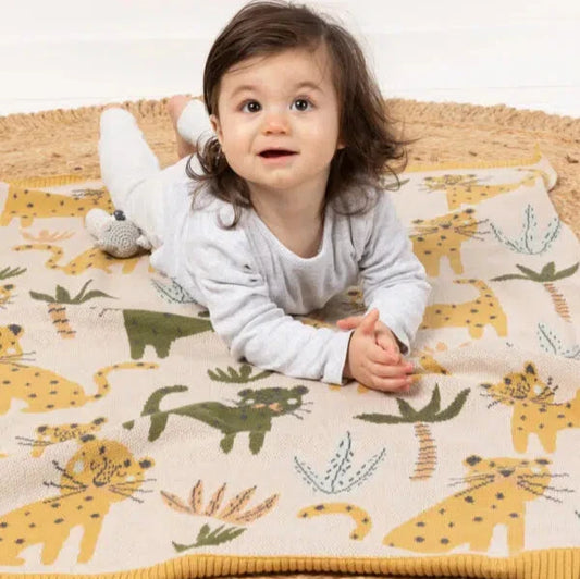 Lenny leopard design cotton baby blanket