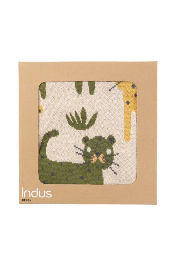 Indus designs Lenny the leopard cotton baby blanket