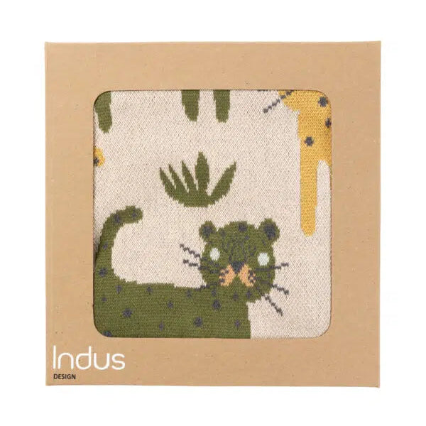 Lenny leopard design cotton baby blanket.  Gift box.