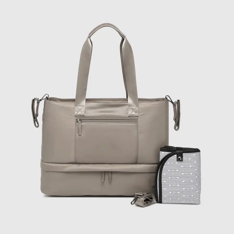 Louenhide Madden Baby bag front view and showing change mat.