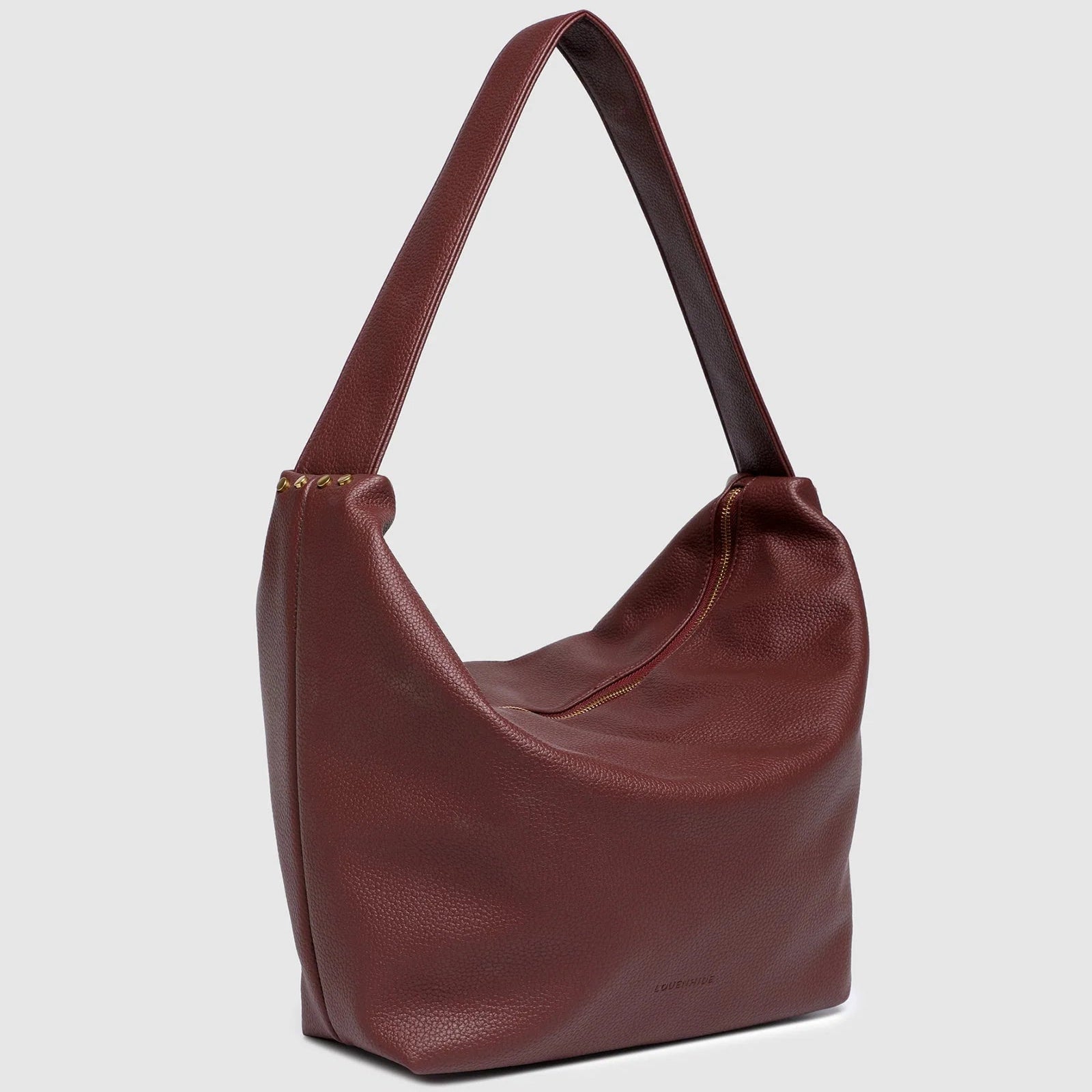 Burgundy hobo shoulder bag by Louenhide featuring spacious interior
