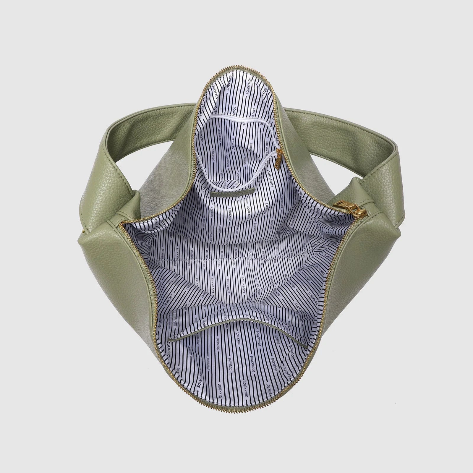 Sage hobo shoulder bag by Louenhide featuring adjustable crossbody strap and spacious interior