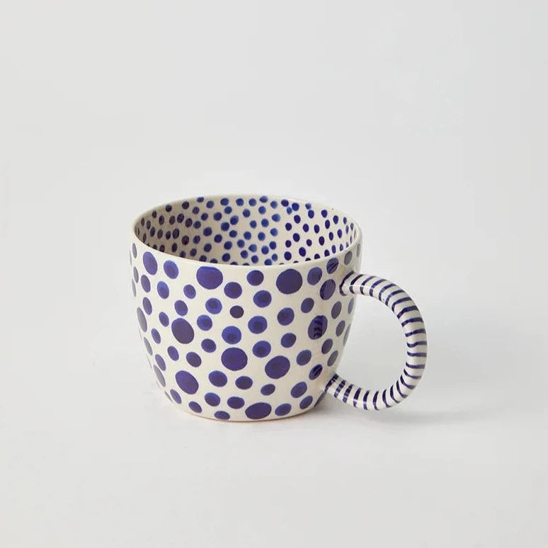 Chino Mug by Jones & Co - Handmade Polka Dot Ceramic, Dishwasher Safe, 250ml."