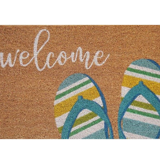 Premium Natural Coir Doormat 45 x 75cm :  Aqua Thong