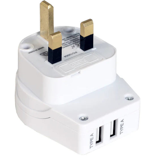 Travel Adapter with 2 USB Type-A Ports For UK & Hong Kong