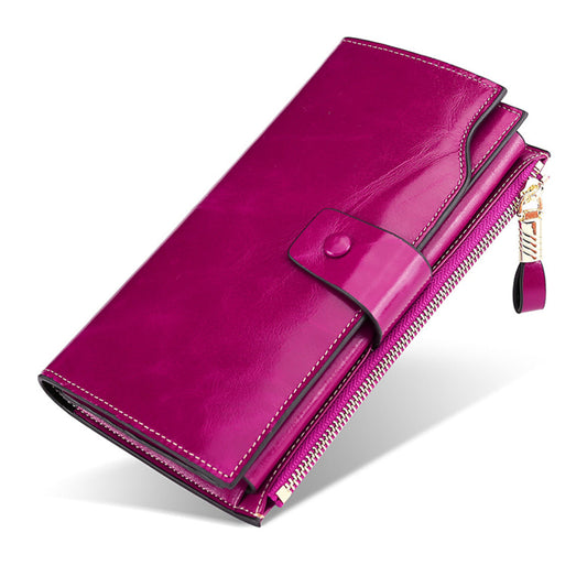 Tamboril Genuine Leather RFID Button Wallet Purple