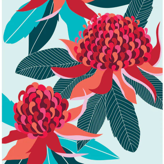 Tea Towel 100% Cotton - Waratah