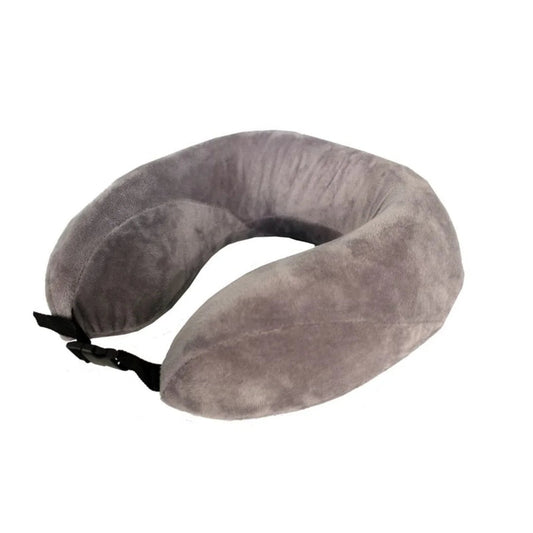 Gray travel neck pillow on a white background