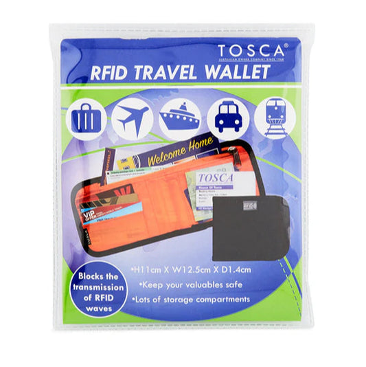 TOSCA RFID Travel Wallet - Black