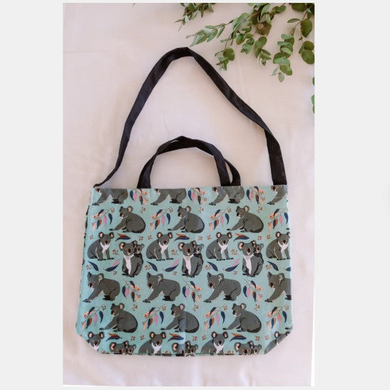 Tote bag with koala pattern on a light background