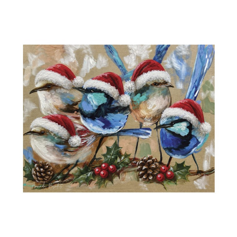 Placemats and Coasters - Amanda Brooks Blue Wrens - Christmas