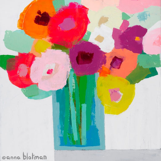 Colorful abstract painting of flowers by Anna Blatman