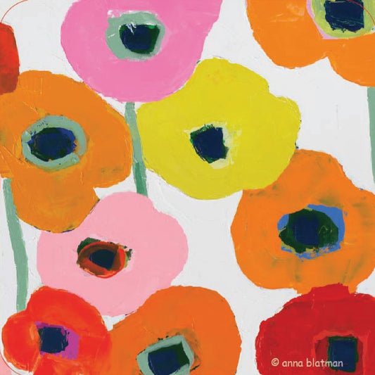 Colorful abstract painting of flowers with a white background